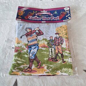 Vintage 1996 Handcrafted Golfer Hot Pad Hermitage Pottery Magnets Sealed